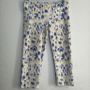 Alo Yoga Cropped Capri Leggings Womens Yoga Workout Blue Yellow READ AS IS‎